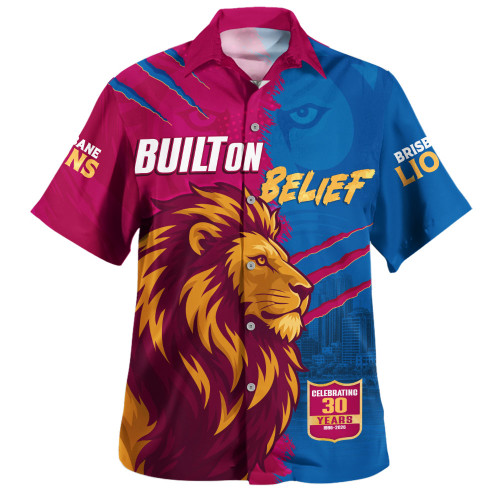 Brisbane Lions Hawaiian Shirt 30 Years Celebrating Spirit Forged Through Belief