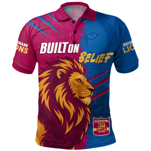 Brisbane Lions Polo Shirt 30 Years Celebrating Spirit Forged Through Belief