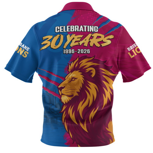 Brisbane Lions Zip Polo Shirt 30 Years Celebrating Spirit Forged Through Belief