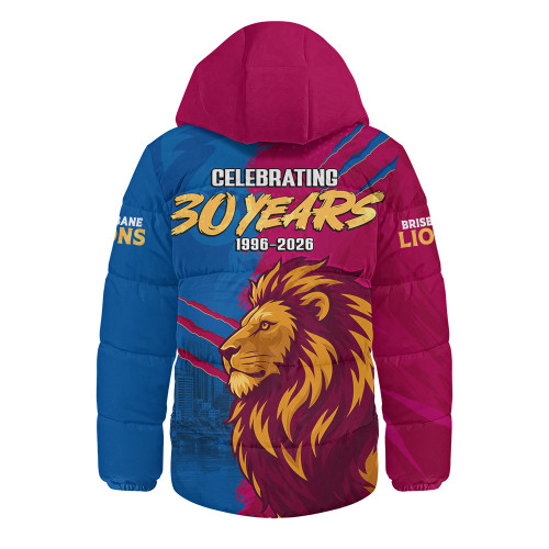 Brisbane Lions Hooded Padded Jacket 30 Years Celebrating Spirit Forged Through Belief