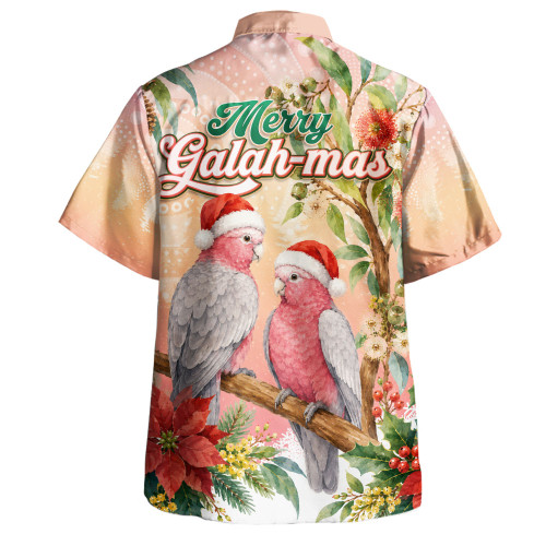 Indigenous Australian Aboriginal Hawaiian Shirt Merry Galah-mas Festive Watercolor Botanical Garden