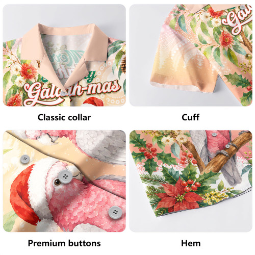 Indigenous Australian Aboriginal Hawaiian Shirt Merry Galah-mas Festive Watercolor Botanical Garden