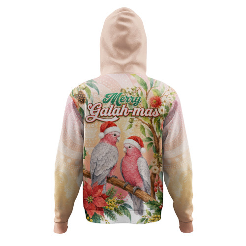 Indigenous Australian Aboriginal Hoodie Merry Galah-mas Festive Watercolor Botanical Garden