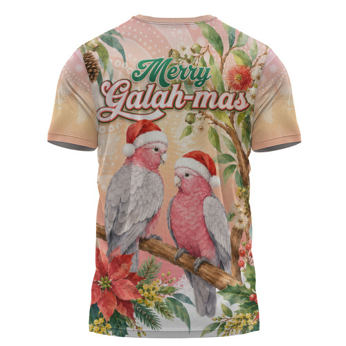 Indigenous Australian Aboriginal T-Shirt Merry Galah-mas Festive Watercolor Botanical Garden