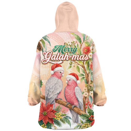 Indigenous Australian Aboriginal Snug Hoodie Merry Galah-mas Festive Watercolor Botanical Garden