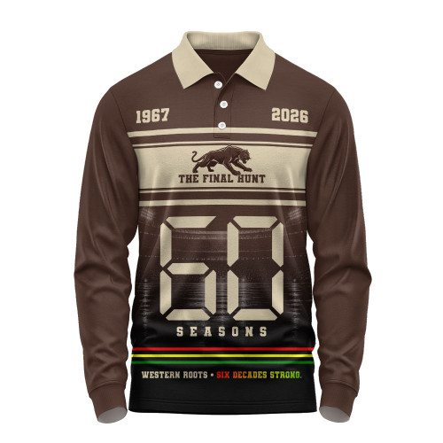 Penrith Panthers Long Sleeve Polo Shirt The Final Hunt 60 Seasons Legacy