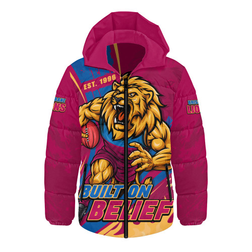 Brisbane Lions Hooded Padded Jacket Unstoppable Fighting Premiership Force
