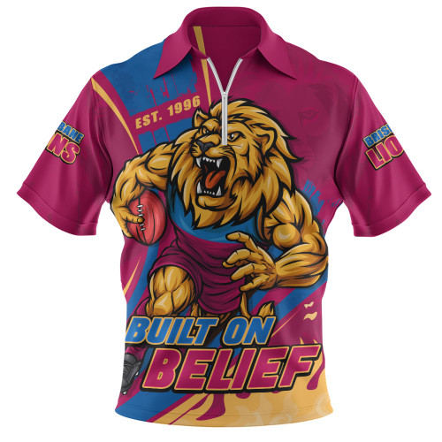 Brisbane Lions Zip Polo Shirt Unstoppable Fighting Premiership Force