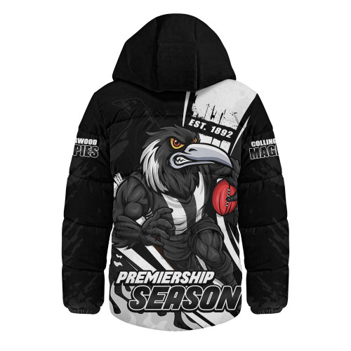 Collingwood Hooded Padded Jacket Unstoppable Fighting Premiership Force