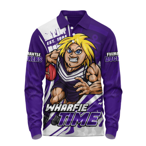 Fremantle Long Sleeve Polo Shirt Unstoppable Fighting Premiership Force