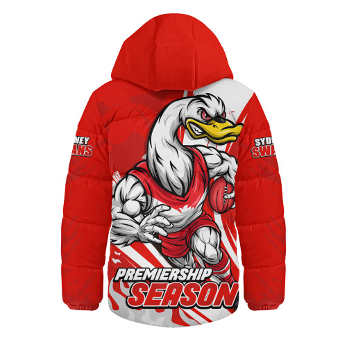 Sydney Swans Hooded Padded Jacket Unstoppable Fighting Premiership Force