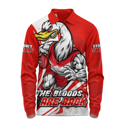 Sydney Swans Long Sleeve Polo Shirt Unstoppable Fighting Premiership Force