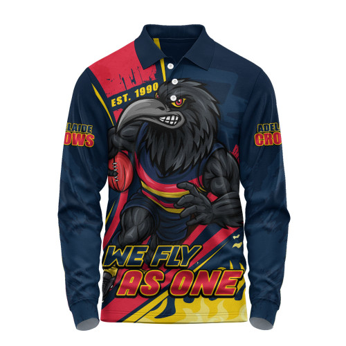 Adelaide Crows Long Sleeve Polo Shirt Unstoppable Fighting Premiership Force