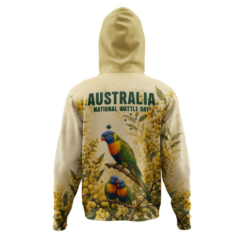 Australia Hoodie National Wattle Day Rainbow Lorikeet Golden Garden