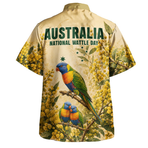 Australia Hawaiian Shirt National Wattle Day Rainbow Lorikeet Golden Garden