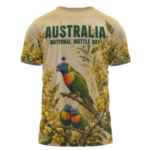 Australia T-Shirt National Wattle Day Rainbow Lorikeet Golden Garden