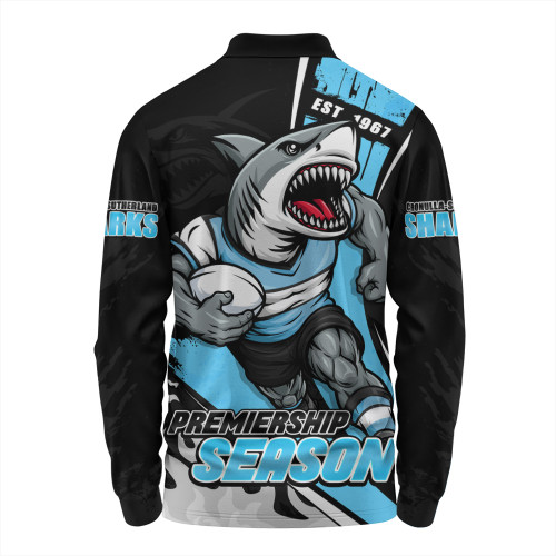 Cronulla-Sutherland Sharks Long Sleeve Polo Shirt Unstoppable Fighting Premiership Force