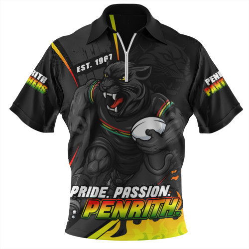 Penrith Panthers Zip Polo Shirt Unstoppable Fighting Premiership Force