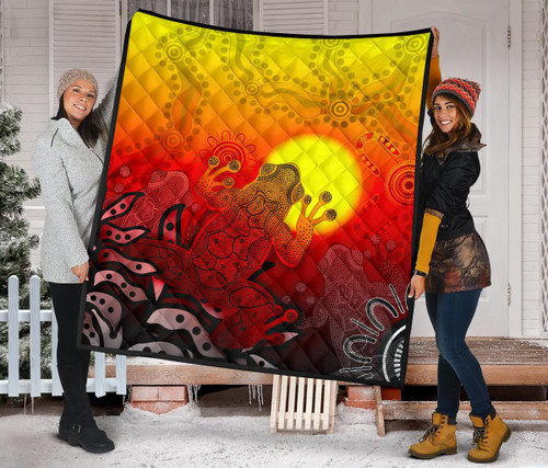 Australia Aboriginal Quilt - Indigenous Frog (Red)