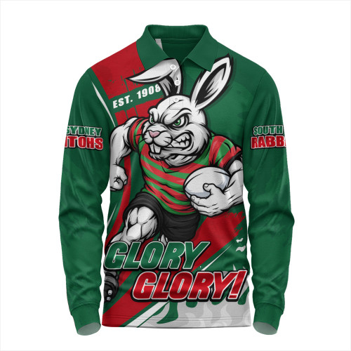 South Sydney Rabbitohs Long Sleeve Polo Shirt Unstoppable Fighting Premiership Force