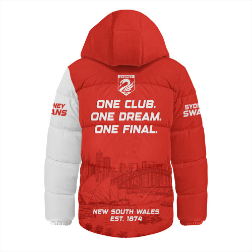 Sydney Swans Hooded Padded Jacket One Team One Premiership Dream