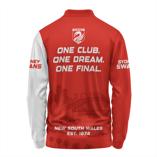 Sydney Swans Long Sleeve Polo Shirt One Team One Premiership Dream