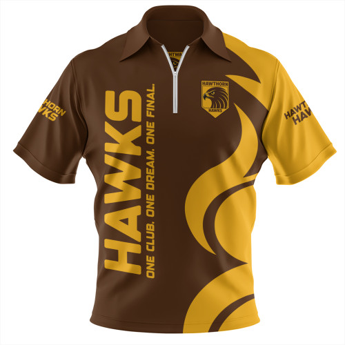 Hawthorn Zip Polo Shirt One Team One Premiership Dream