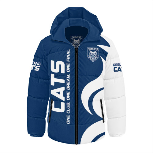 Geelong Cats Hooded Padded Jacket One Team One Premiership Dream