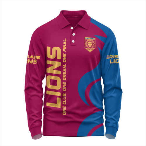 Brisbane Lions Long Sleeve Polo Shirt One Team One Premiership Dream