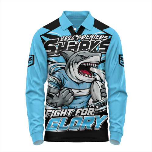 Cronulla-Sutherland Sharks Long Sleeve Polo Shirt Fearless Fight For Finals Glory