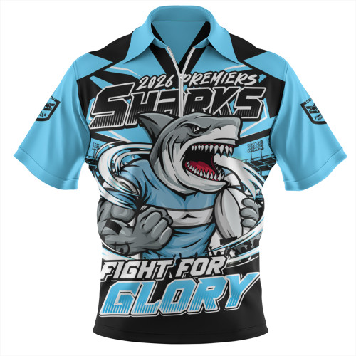 Cronulla-Sutherland Sharks Zip Polo Shirt Fearless Fight For Finals Glory