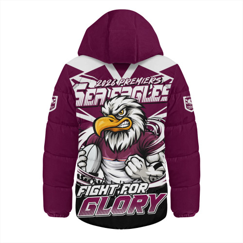 Manly Warringah Sea Eagles Hooded Padded Jacket Fearless Fight For Finals Glory