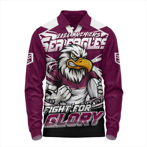 Manly Warringah Sea Eagles Long Sleeve Polo Shirt Fearless Fight For Finals Glory
