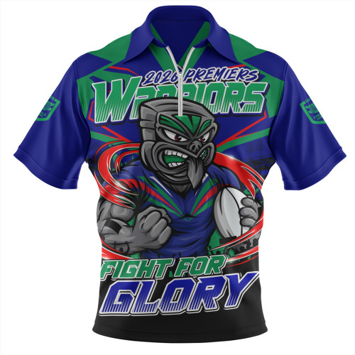 New Zealand Warriors Zip Polo Shirt Fearless Fight For Finals Glory