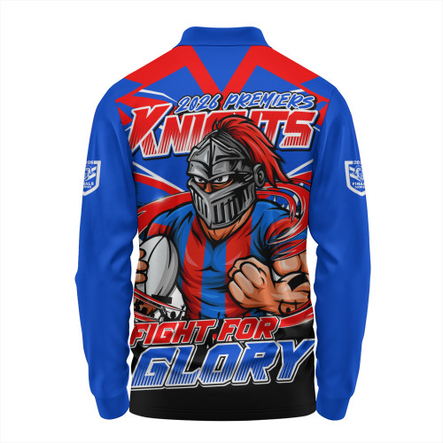 Newcastle Knights Long Sleeve Polo Shirt Fearless Fight For Finals Glory