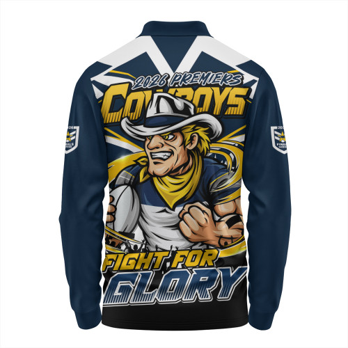 North Queensland Cowboys Long Sleeve Polo Shirt Fearless Fight For Finals Glory