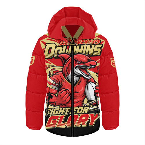 Redcliffe Dolphins Hooded Padded Jacket Fearless Fight For Finals Glory