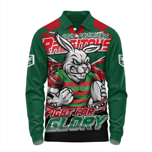 South Sydney Rabbitohs Long Sleeve Polo Shirt Fearless Fight For Finals Glory