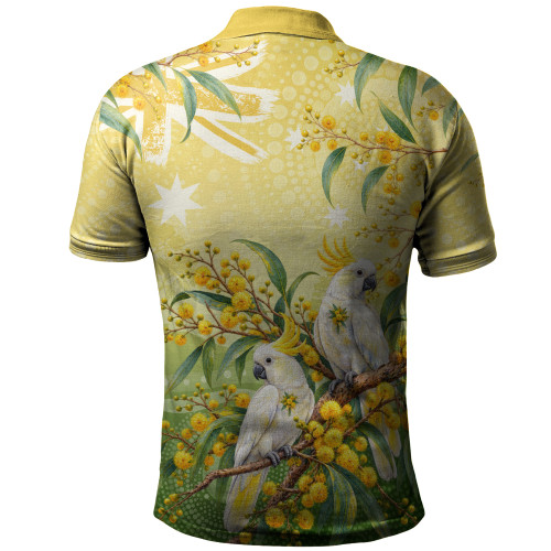 Australia Polo Shirt Happy Wattle Day Cockatoo Native Bloom Celebration
