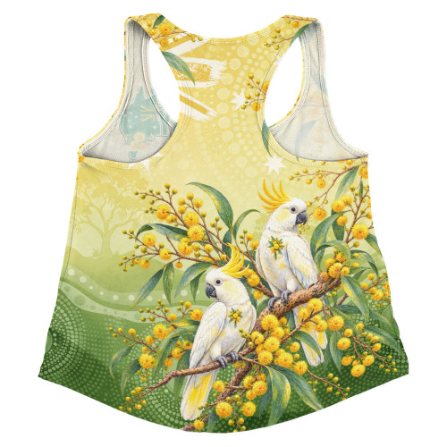 Australia Women Racerback Tank Happy Wattle Day Cockatoo Native Bloom Celebration