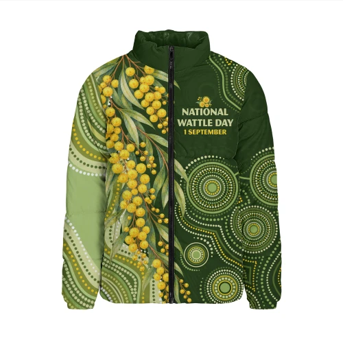Australia Padded Jacket Golden Native Bloom National Wattle Day Spirit