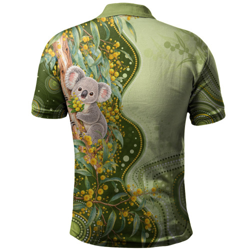 Australia Polo Shirt National Wattle Day Koala Native Floral Pride