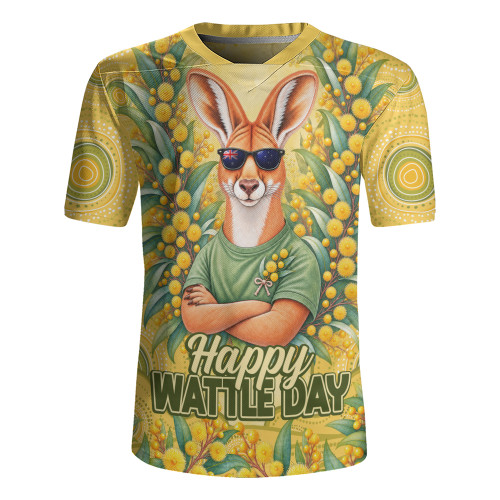 Australia Rugby Jersey Happy Wattle Day Kangaroo Native Bushland Spirit