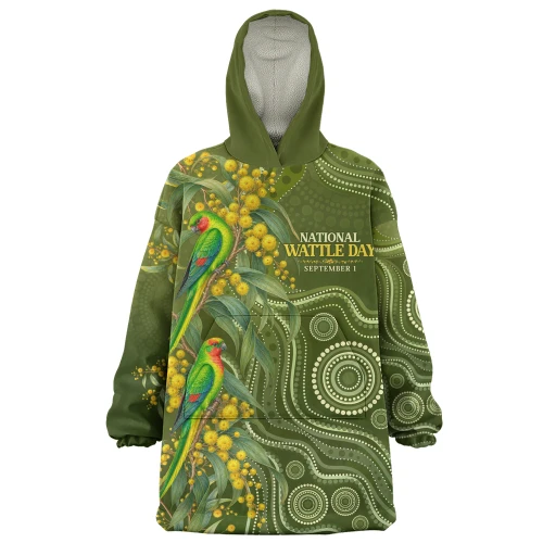 Australia Snug Hoodie Spring Wattle Swift Parrots Floral National Wattle Day