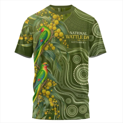 Australia T-Shirt Spring Wattle Swift Parrots Floral National Wattle Day