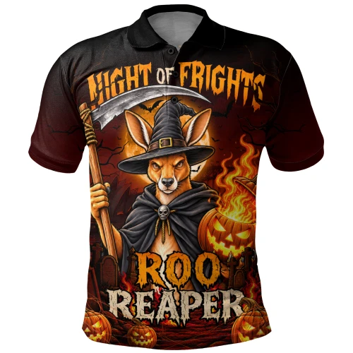 Australia Polo Shirt Roo Reaper Halloween Fright Night Darkness