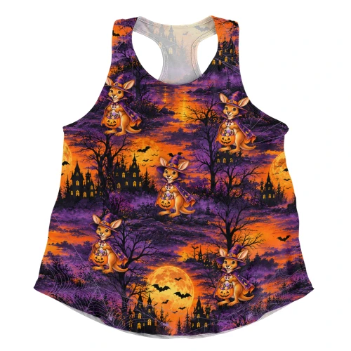 Australia Women Racerback Tank Witchy Roo’s Haunted Trick Or Treat Night