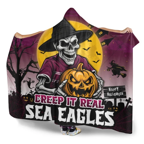 Manly Warringah Sea Eagles Hooded Blanket Creep It Real When Darkness Falls