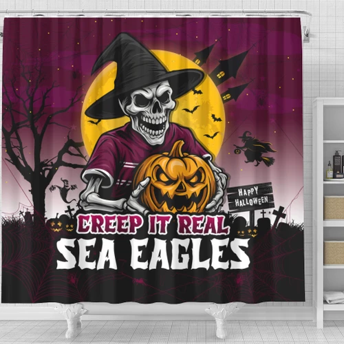 Manly Warringah Sea Eagles Shower Curtain Creep It Real When Darkness Falls