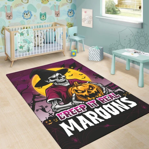 Queensland Maroons Area Rug Creep It Real When Darkness Falls